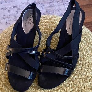 Dexter Black Strappy Heels. Dexflex